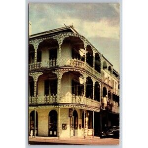 Postcard Louisiana New Orleans Lace Balconies Built Jean Labrance Posted 1951